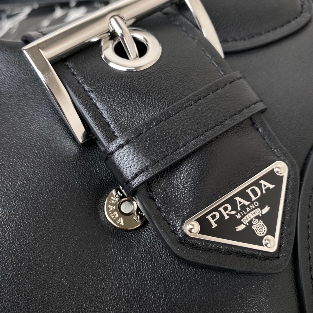 Prada Moon Padded Nappa Leather Hobo Bag Black 1BA381